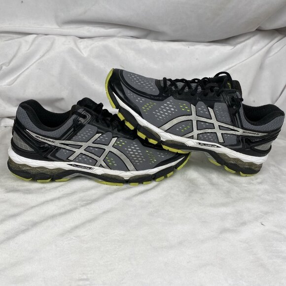 ASICS Gel Kayano 22 Gray, Black, Silver, Lime Running Shoes Men’s  Size 9.5 Gym - Picture 1 of 16